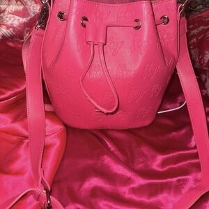 Pink Embossed Bucket Bag